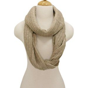 Beige Lightweight Soft Infinity Scarf, Small Knit Pattern Cowl Wrap